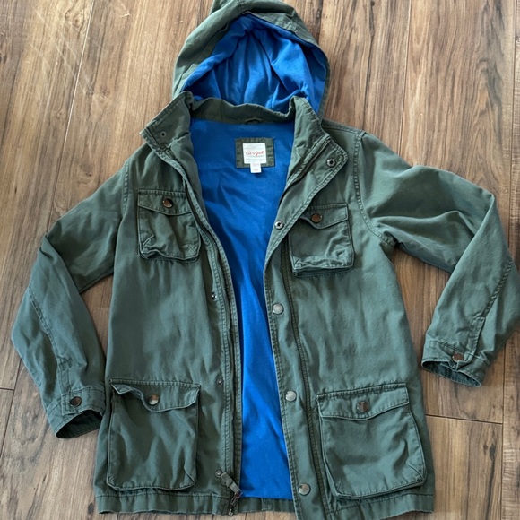 Cat & Jack Other - Cat & jack Olive Green Hooded Jacket with Bright Blue Lining